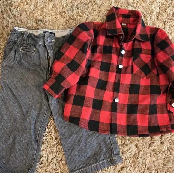18 Month Button Up And Jeans - Picture 1 of 8